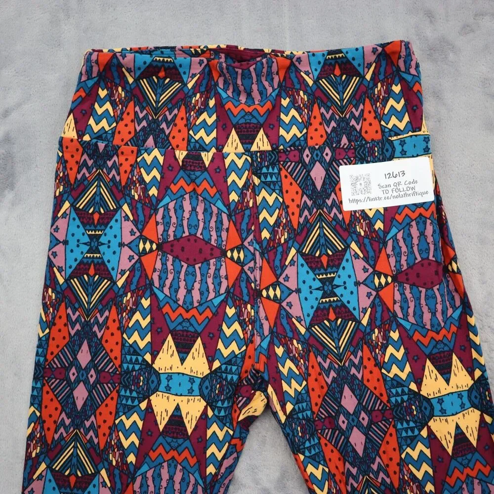 Lularoe Pants Womens One Size Multicolor Aztec Print Casual Pull On Leggings